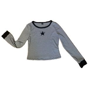 Star Print Black & White Striped Shirt